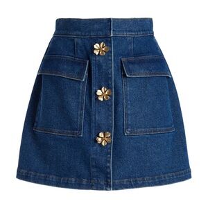 Oscar de la Renta denim mini skirt with flower buttons